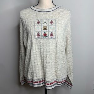 VINTAGE Teacher Back To School School Bus Sweater